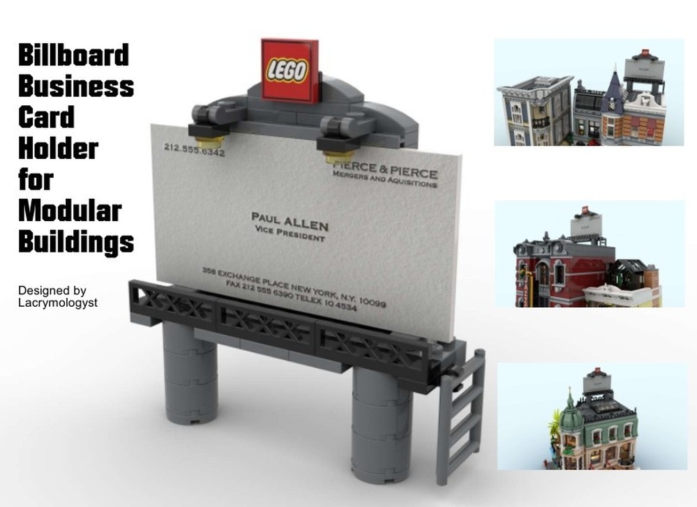 Lego Billboard Business Card Holder for Modular Buildings