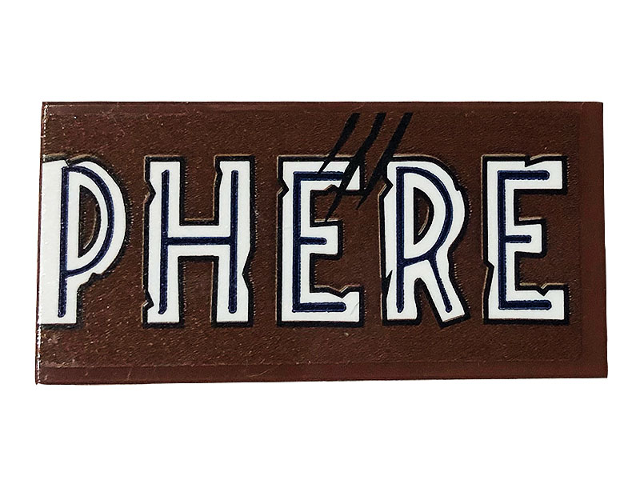 Lego Tile 2 x 4 with 'PHERE' and Scratches Pattern (Sticker) - Set 75929 / Reddish Brown