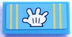 Lego Tile 1 x 2 with Yellow Stripes and White Glove Pattern (Sticker) - Set 3816
