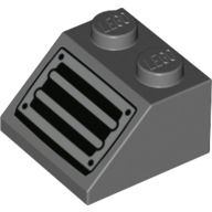 Lego Brick Sloped 45° 2 x 2 with Vent/Grate Print / Dark Bluish Gray