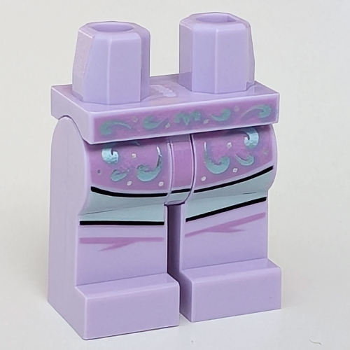 Lego Hips and Lavender Legs with Dark Lavender/Silver Shirt, Light Aqua Decorations print / Lavender