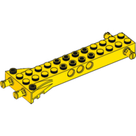 Lego Technic Brick Special 12 x 2 with 2 Side and 2 End Pins, Technic Holes, and 4W Flared End / Yellow