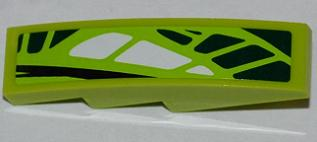 Lego Slope, Curved 4 x 1 with 9 Green Scales and 3 White Scales Pattern Model Left (Sticker) - Set 9447