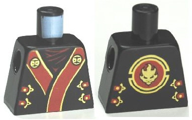 Lego Torso Ninjago Robe with Red and Gold Sash Pattern / Black