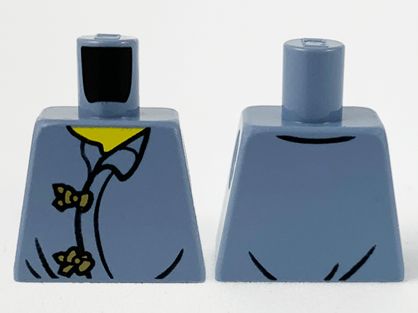 Lego Torso Robe with 2 Dark Tan Clasps Pattern / Sand Blue