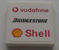 Lego Tile 2 x 2 with New Vodafone, Bridgestone and Shell Logos Pattern (Sticker) - Sets 8672 / 8673
