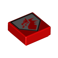 Lego Tile 1 x 1 with Red Dragon on Light Bluish Grey Shield print