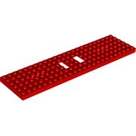 Lego Vehicle Base, Train 6 x 24 with Two 1 x 2 Cutouts and 3 Round Holes Each End / Red