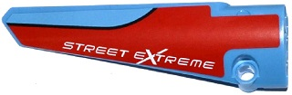 Lego Technic, Panel Fairing # 5 Long Smooth, Side A with 'STREET EXTREME' on Red Background Pattern (Sticker) - Set 42036 / Medium Blue