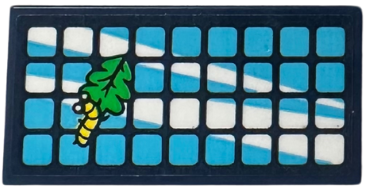 Lego Tile 2 x 4 with Medium Azure Solar Panel with White Reflections, Leaf, and Caterpillar Pattern (Sticker) - Set 42652