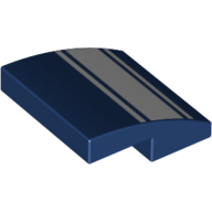 Lego Brick Curved 2 x 2 x 2/3 with 2 White Stripes/Lines print