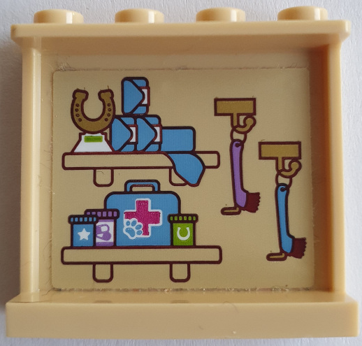 Lego Panel 1 x 4 x 3 with Side Supports - Hollow Studs with Horse Medical Supplies and Brushes on Hooks Pattern on Inside (Sticker) - Set 41126
