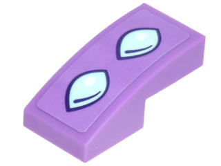 Lego Slope, Curved 2 x 1 x 2/3 with Bright Light Blue Geometric Dragon Scales Pattern (Sticker) - Set 41178 / Medium Lavender