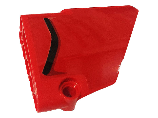 Lego Technic, Panel Fairing #14 Large Short Smooth, Side B with Black Air Intake Pattern (Sticker) - Set 42107 / Red