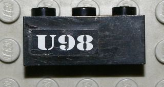 Lego Brick 1 x 3 with White `U98' Pattern (Sticker) - Set 7783