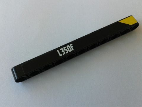 Lego Technic, Liftarm Thick 1 x 11 with 'L350F' and Yellow End Pattern Model Left Side (Sticker) - Set 42030