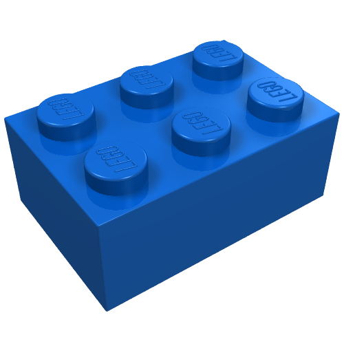 Lego Brick 2 x 3 without Cross Supports / Blue