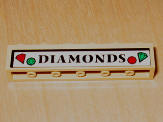 Lego Brick 1 x 6 with 'DIAMONDS' Pattern (Sticker) - Set 4853 / Tan
