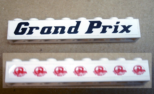 Lego Brick 1 x 8 with 'Grand Prix' and Speed Racer Logo Pattern (Stickers) - Set 8161