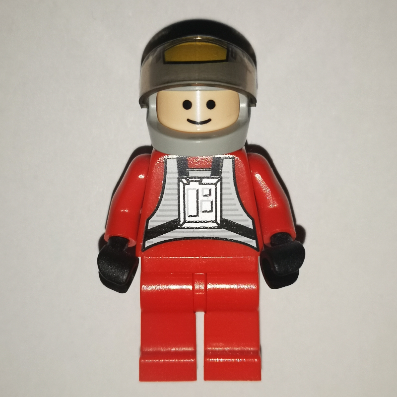 Lego Rebel Pilot B-wing, Red Flight Suit, Black Eyes