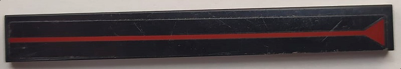Lego Tile 1 x 8 with Red Triangle and Line on Black Background Pattern (Sticker) - Set 70908