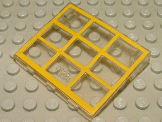 Lego Garage Door Glass (without Counterweights) - Old with Yellow Frame Print, without Hinge Pins