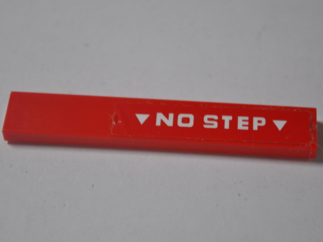 Lego Tile 1 x 6 with 'NO STEP' on Red Background Pattern Model Right Side (Sticker) - Set 76049