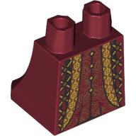 Lego Hips and Legs Under Dress/Robe with Dark Brown, Gold Trim, Decorations print / Dark Red