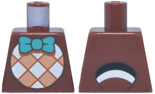 Lego Torso Dark Turquoise Bow Tie, White and Medium Nougat Checkered Circle, Black and White Tail on Back Pattern