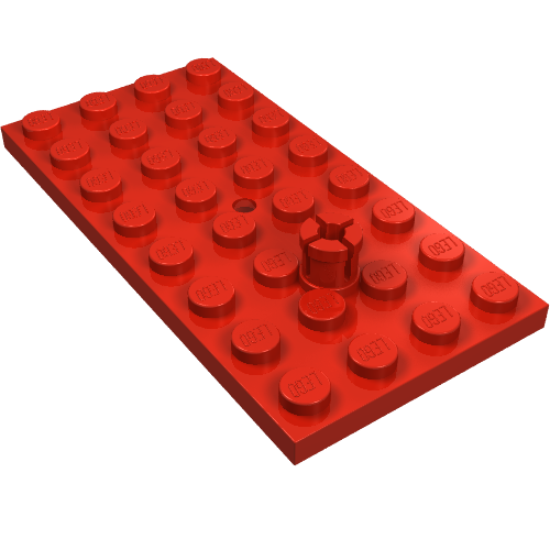 Lego Plate Special 4 x 8 with Trailer Hitch Pin / Red