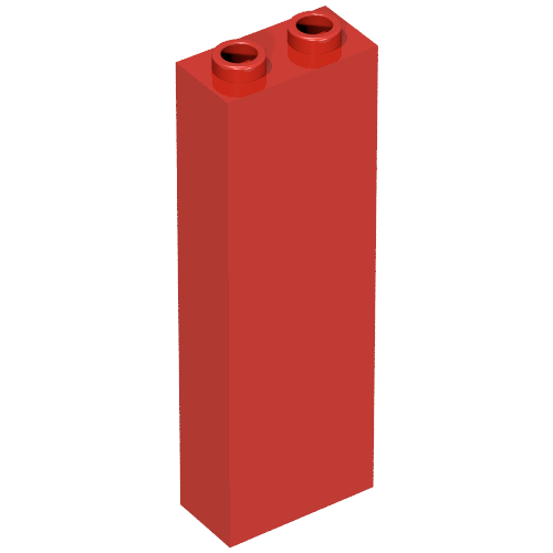 Lego Brick 1 x 2 x 5 with Blocked Open Studs and Bottom Stud Holder with Asymmetric Ridges / Red