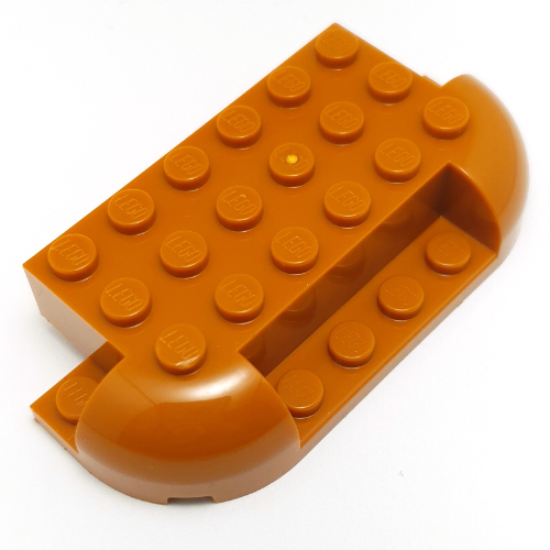 Lego Brick Curved 4 x 8 with Rounded Ends, 1 x 4 Cutout in Front, Two 1 x 2 Cutouts in Back / Dark Orange