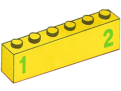 Lego Brick 1 x 6 with Green Number 1 on Left and Green Number 2 on Right Pattern (Stickers) - Set 7740
