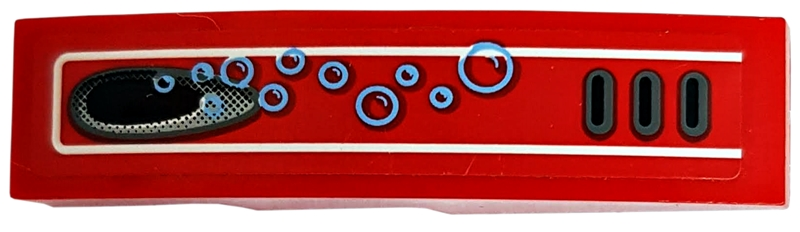 Lego Slope, Curved 4 x 1 with Vent Hole and 11 Bubbles Pattern (Sticker) - Sets 8059 / 8079 / Red