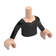 Lego Minidoll Torso Girl with Black Dress Print, Light Nougat Arms and Hands