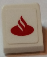 Lego Slope 30 1 x 1 x 2/3 with Red Santander Logo on White Background Pattern (Sticker) - Sets 75879 / 75913