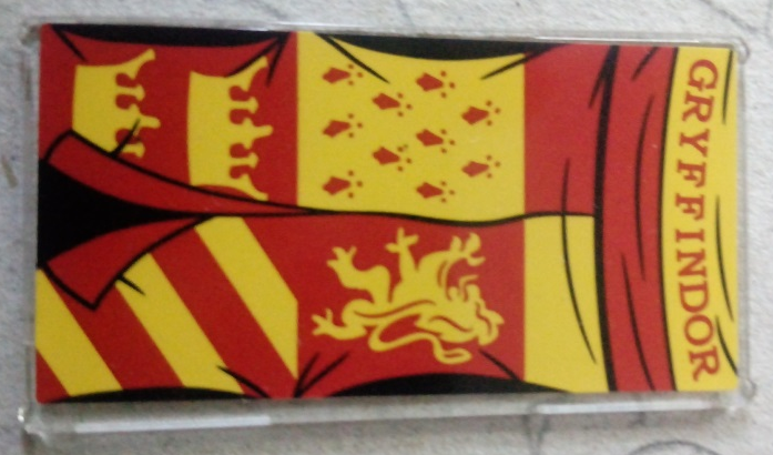 Lego Glass for Window 1 x 4 x 6 with 'GRYFFINDOR' Red and Yellow Coat of Arms Banner Pattern (Sticker) - Set 75956