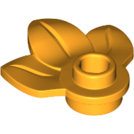 Lego Plant, Plate 1 x 1 Round with 3 Leaves / Bright Light Orange