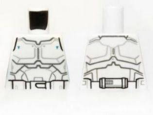 Lego Torso SW Armor Special Forces Commander with Small Blue Triangles Pattern / White