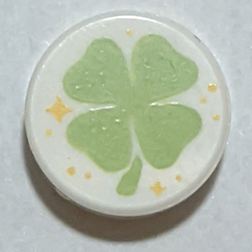 Lego Tile Round 1 x 1 with Four Leaf Clover Print