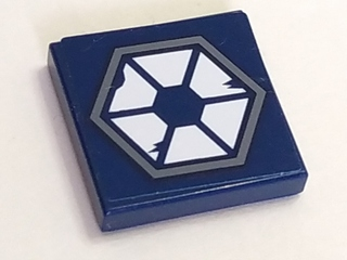 Lego Tile 2 x 2 with Dark Bluish Gray Hexagon, 6 White Trapezoids and 3 Wear Marks Pattern (Sticker) - Sets 7252 / 7283
