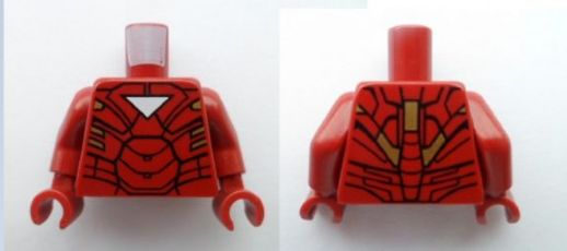 Lego Torso Armor with White Triangle Pattern / Dark Red Arms / Dark Red Hands