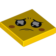 Lego Tile 2 x 2 with Sad Face Print / Yellow