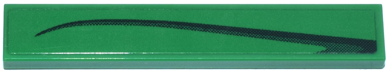 Lego Tile 1 x 6 with Black Curved Tapered Line Pattern Model Right Side (Sticker) - Set 76925 / Green