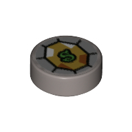 Lego Tile Round 1 x 1 with Yellow Diamond/Jewel, Lime 'S' Print