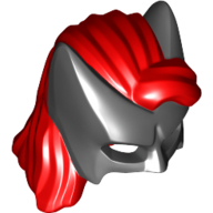 Lego Hair and Mask, Batwoman Cowl, Long Red Hair on Top Pattern / Red