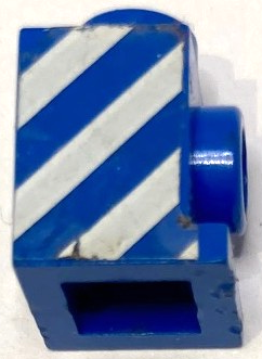 Lego Brick, Modified 1 x 1 with Headlight with White Danger Stripes Pattern Model Right Side (Sticker) - Set 6653