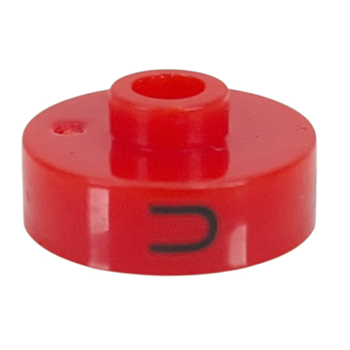 Lego Pen Bead, Round Short, Flat Edge with 'U', 'F', 'H' Print / Red