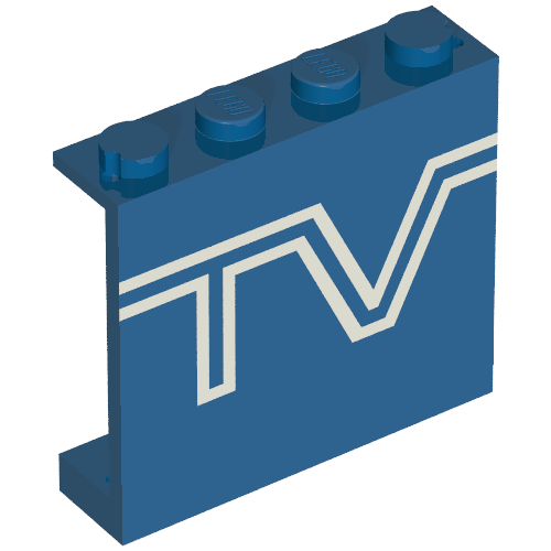 Lego Panel 1 x 4 x 3 - Solid Studs with TV Logo Print
