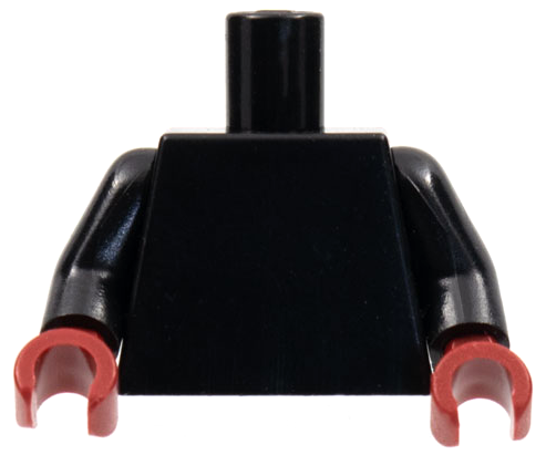 Lego Torso Plain / Black Arms / Dark Red Hands